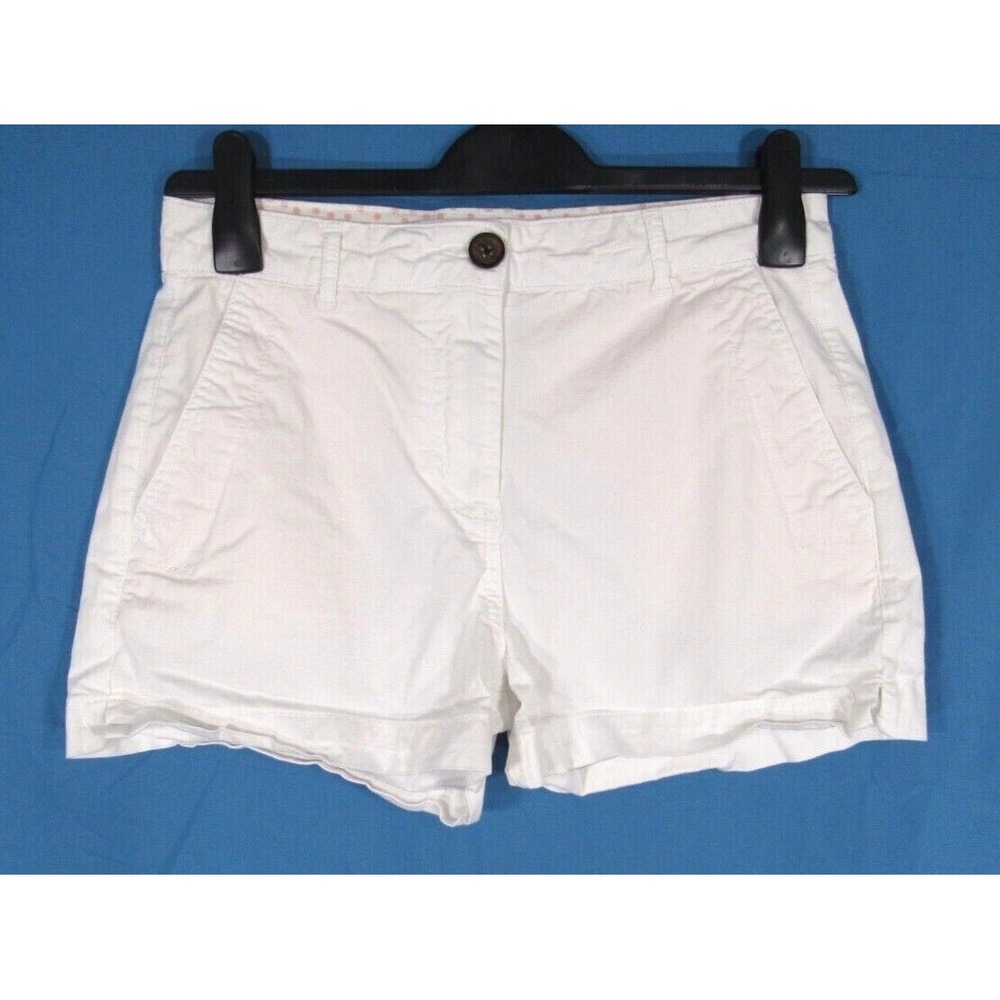 BODEN Chino Shorts WHITE STRETCH COTTON TWILL Pockets 3" INSEAM High Rise 6